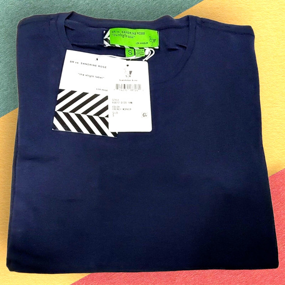 Free People Minimalist Basic Navy Small T-Shirt Sandrine Rose Virgin Label NEW - Picture 5 of 8